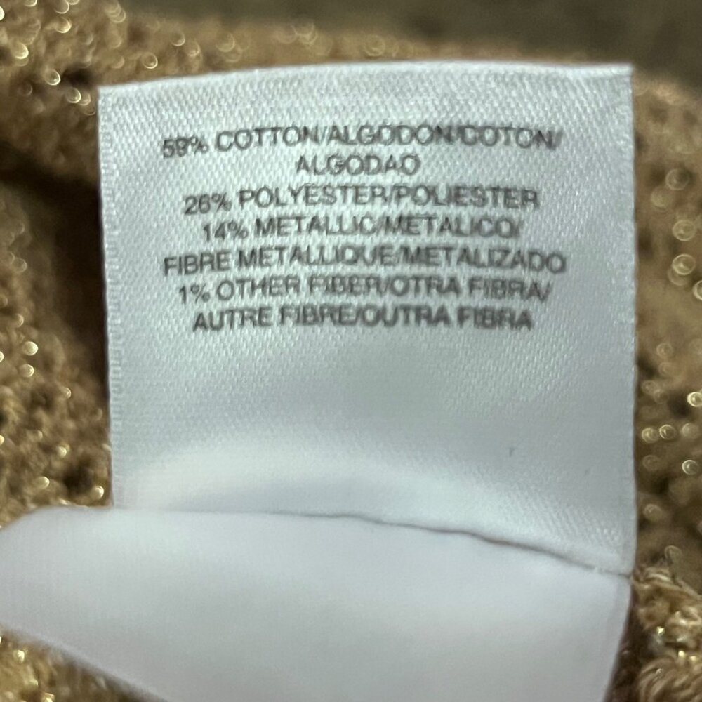 Jones Studio Gold Sparkle Open Front Cardigan Womens M Used New Years Eve - Picture 7 of 16